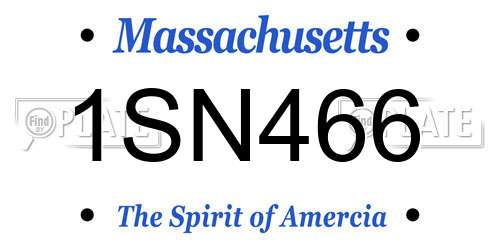 1SN466 Massachusetts License Plate
