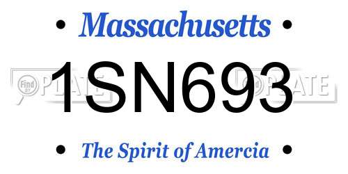 1SN693 Massachusetts License Plate