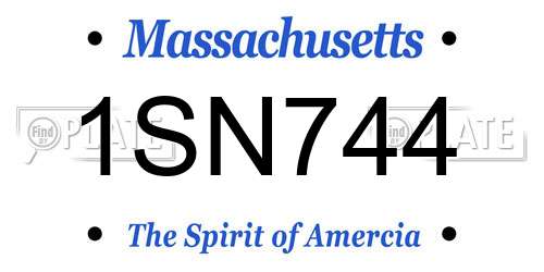1SN744 Massachusetts License Plate