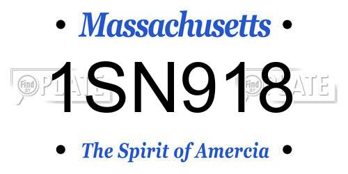1SN918 Massachusetts License Plate