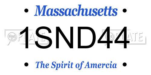 1SND44 Massachusetts License Plate