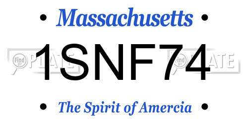 1SNF74 Massachusetts License Plate