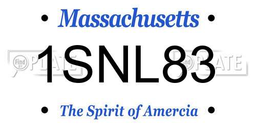 1SNL83 Massachusetts License Plate