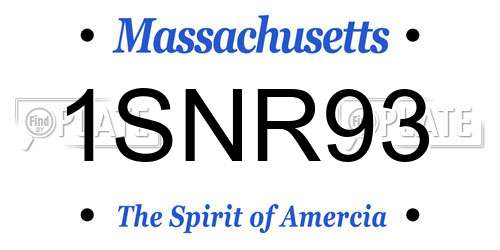 1SNR93 Massachusetts License Plate