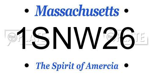 1SNW26 Massachusetts License Plate