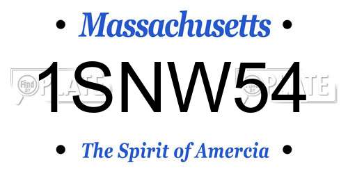 1SNW54 Massachusetts License Plate