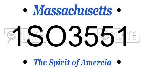 1SO3551 Massachusetts License Plate