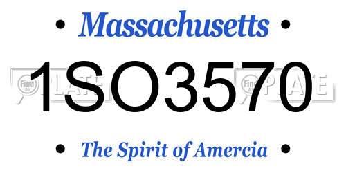 1SO3570 Massachusetts License Plate