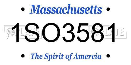 1SO3581 Massachusetts License Plate