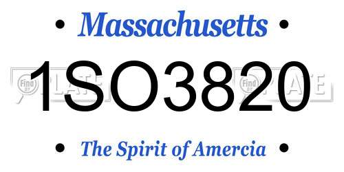 1SO3820 Massachusetts License Plate