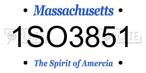 1SO3851 Massachusetts License Plate