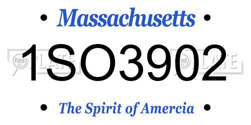 1SO3902 Massachusetts License Plate