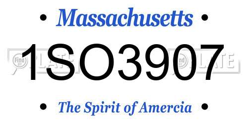 1SO3907 Massachusetts License Plate