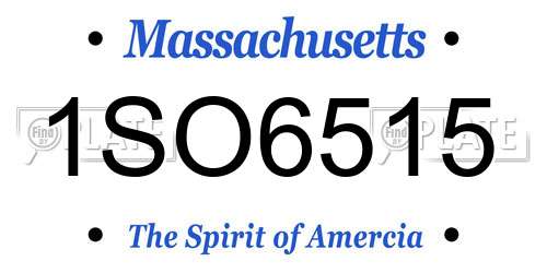 1SO6515 Massachusetts License Plate