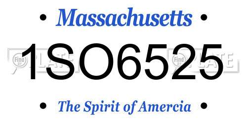 1SO6525 Massachusetts License Plate