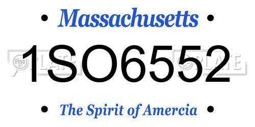 1SO6552 Massachusetts License Plate