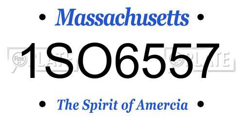 1SO6557 Massachusetts License Plate