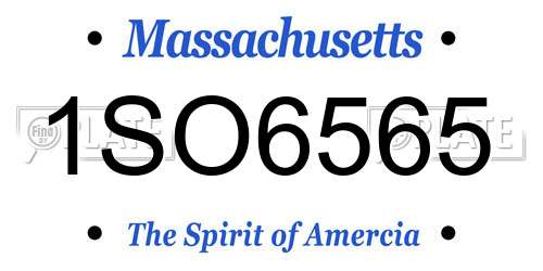 1SO6565 Massachusetts License Plate
