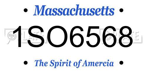1SO6568 Massachusetts License Plate