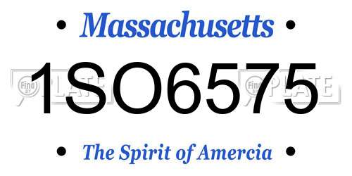 1SO6575 Massachusetts License Plate