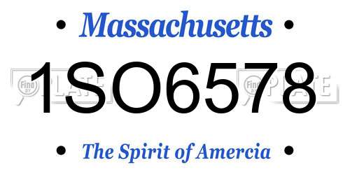 1SO6578 Massachusetts License Plate