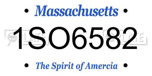 1SO6582 Massachusetts License Plate