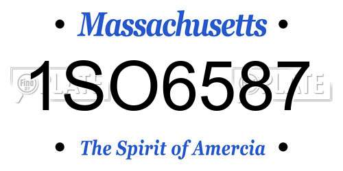 1SO6587 Massachusetts License Plate