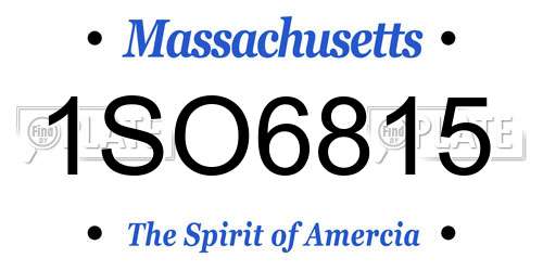 1SO6815 Massachusetts License Plate