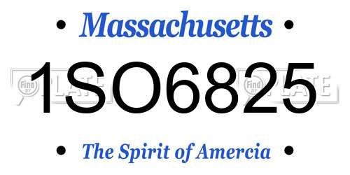 1SO6825 Massachusetts License Plate