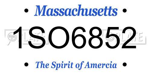 1SO6852 Massachusetts License Plate