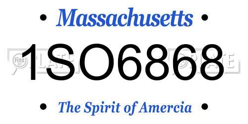 1SO6868 Massachusetts License Plate
