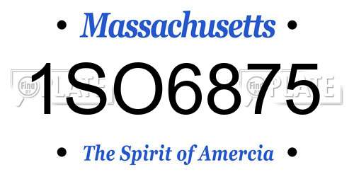 1SO6875 Massachusetts License Plate