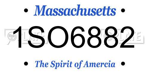 1SO6882 Massachusetts License Plate