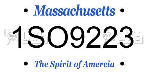 1SO9223 Massachusetts License Plate