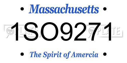 1SO9271 Massachusetts License Plate