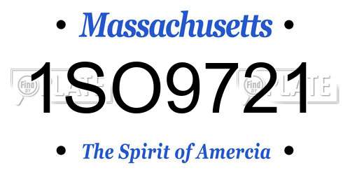 1SO9721 Massachusetts License Plate