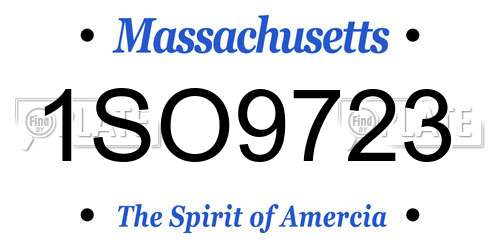 1SO9723 Massachusetts License Plate
