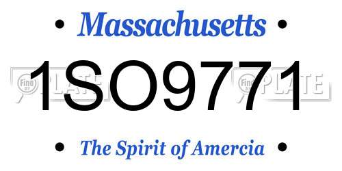 1SO9771 Massachusetts License Plate