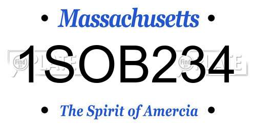 1SOB234 Massachusetts License Plate