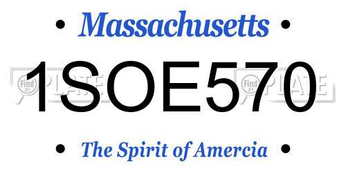 1SOE570 Massachusetts License Plate