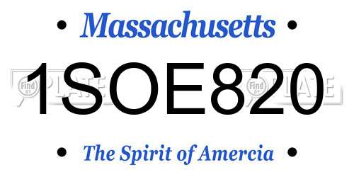 1SOE820 Massachusetts License Plate