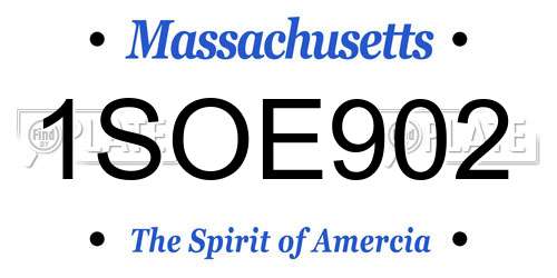 1SOE902 Massachusetts License Plate