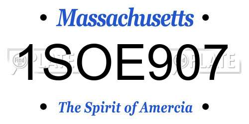 1SOE907 Massachusetts License Plate