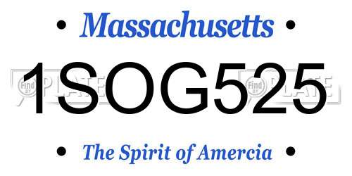 1SOG525 Massachusetts License Plate