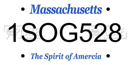 1SOG528 Massachusetts License Plate