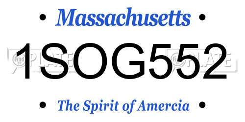 1SOG552 Massachusetts License Plate