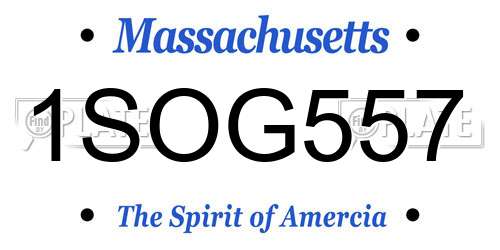 1SOG557 Massachusetts License Plate