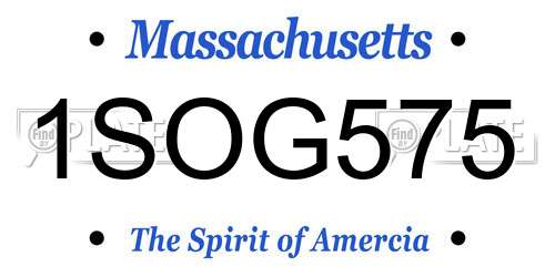 1SOG575 Massachusetts License Plate