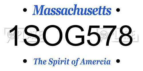 1SOG578 Massachusetts License Plate