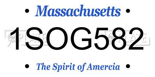 1SOG582 Massachusetts License Plate